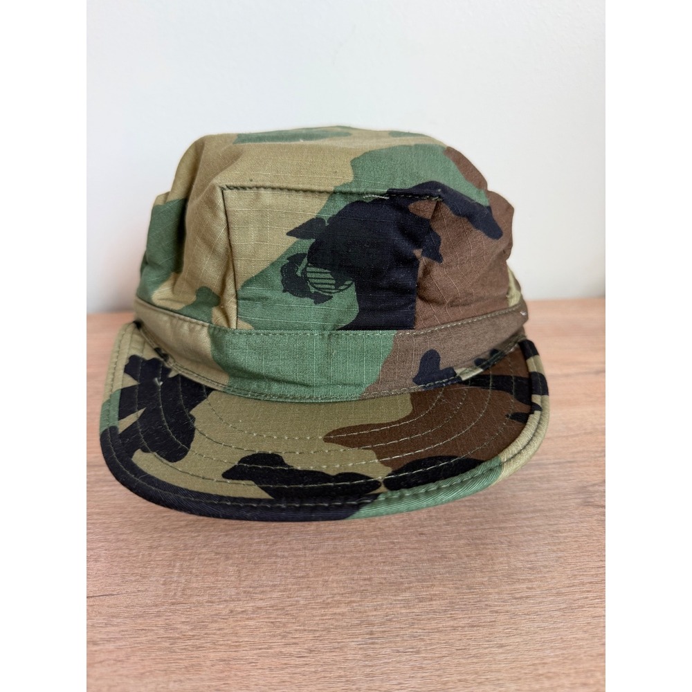 USMC Woodland Camo Utility Cap R&B Inc Military Issue Ripstop Hat Small USA Made